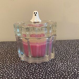 Ghost Lid Glass Candle Holder with Pink Candle